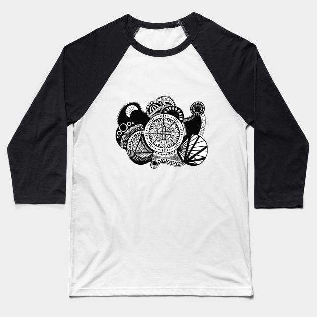 Abstract Mandala/Zentangle Baseball T-Shirt by calenbundalas